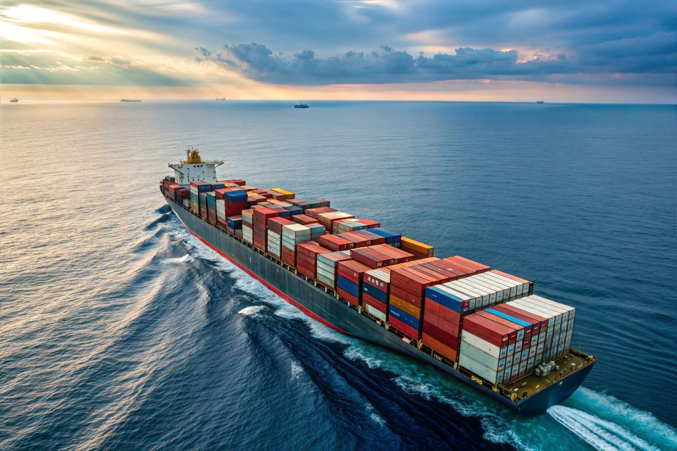 Containerschiff, das vietnamesische Exportgüter über das Südchinesische Meer transportiert