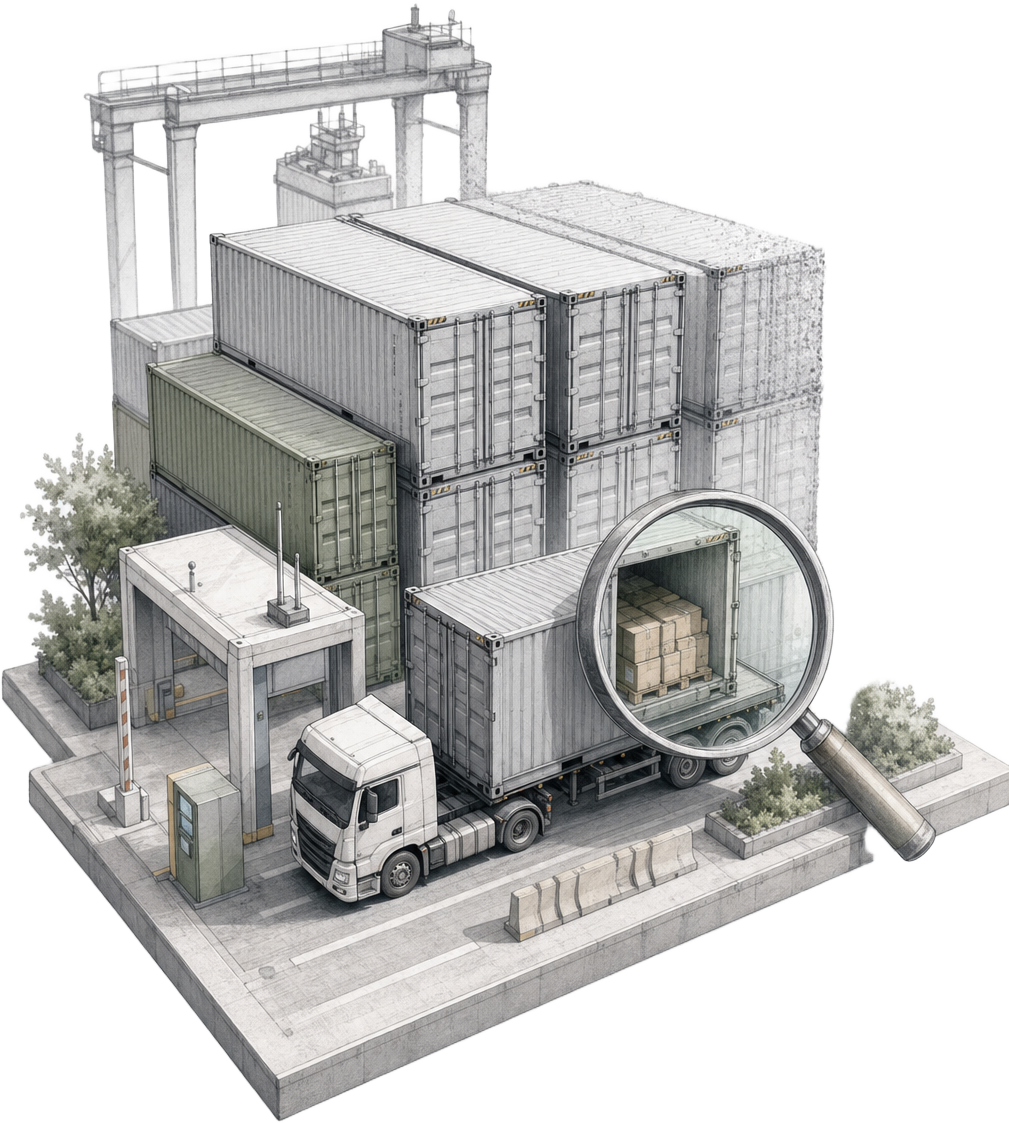 Cargo containers and a global supply chain network under UFLPA trade sanctions review