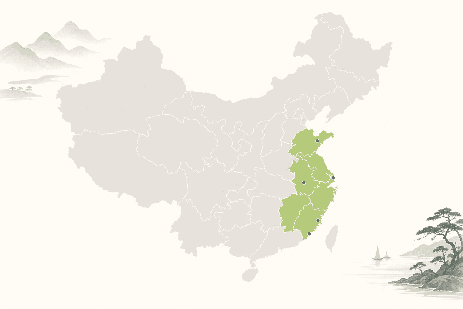 Karte der ostchinesischen Provinzen, die für die Elektronikfertigung zentral sind