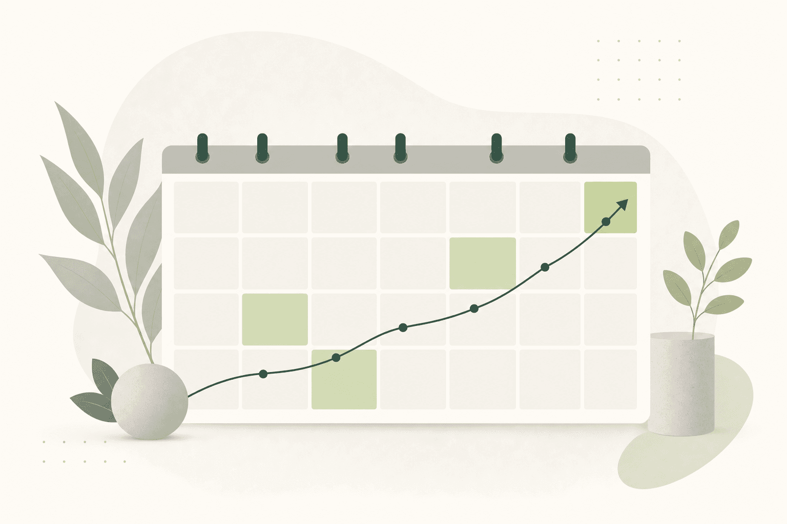 Illustration of a calendar with a rising trend line showing month-over-month obsolescence growth